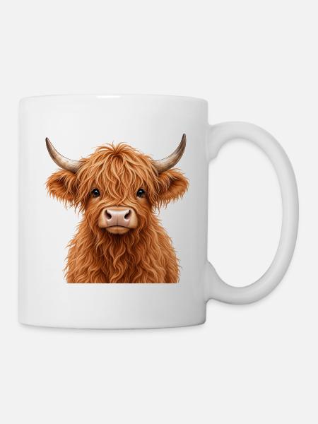 Süße Highland Cow – Schottisches Hochlandrind - Tasse - Weiß