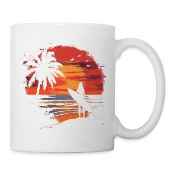 Surferin Sonnenuntergang - Tasse - Weiß - Rechts