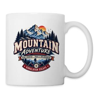 Vintage Himalayan Mountain Adventure T-Shirt - Tasse - Weiß - Rechts