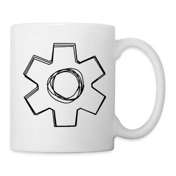 Zahnrad handgezeichnet - Tasse - Weiß - Rechts