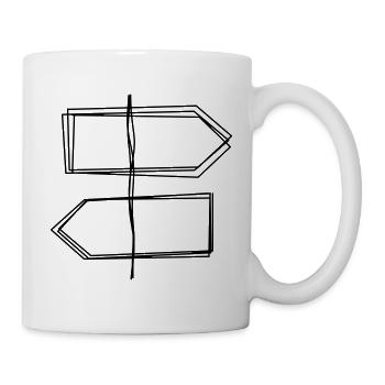 Wegweiser handgezeichnet - Tasse - Weiß - Rechts