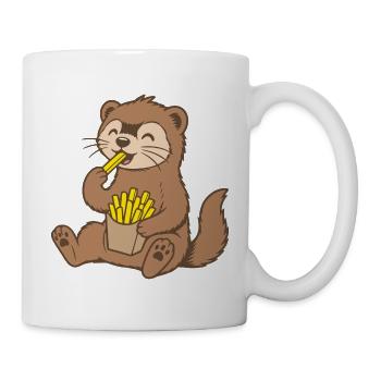 Frettchen Pommes Frites - Tasse - Weiß - Rechts