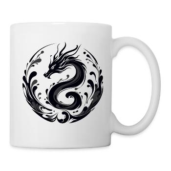Drachenzeichnung Kunst Abstrakte Tiermalerei - Tasse - Weiß - Rechts