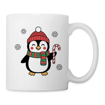Pinguin mit Bommelmütze – Ugly Christmas - Tasse - Weiß - Rechts