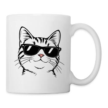 Katze_mit_Sonnenbrille - Tasse - Weiß - Rechts