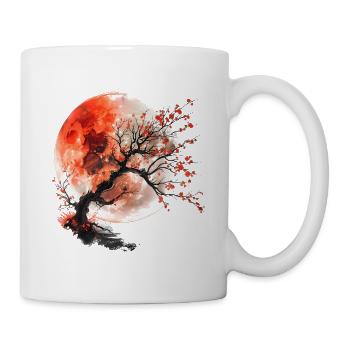 Roter Mond und Kirschbaum - Tasse - Weiß - Rechts