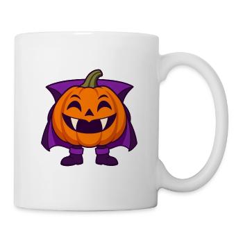 Lustiger Vampirkürbis im lila Umhang - Tasse - Weiß - Rechts