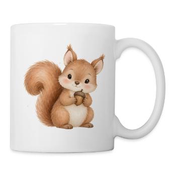 Süßes Eichhörnchen mit Eichel Aquarell Waldtier - Tasse - Weiß - Rechts