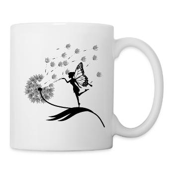 Schmetterlingdesign Pusteblumen Wiese Herzen Feen - Tasse - Weiß - Rechts