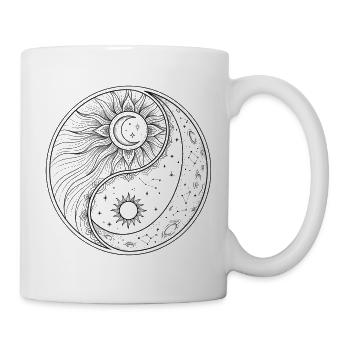 Celestial Yin Yang Sonne Mond Sternbilder - Tasse - Weiß - Rechts