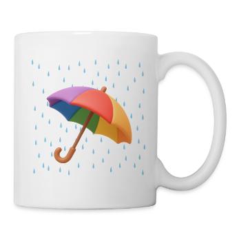 Regenbogen Regenschirm im Regen - Tasse - Weiß - Rechts