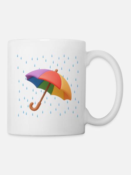 Regenbogen Regenschirm im Regen - Tasse - Weiß