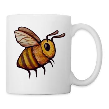 Aquarellbiene in sonnigen Streifen - Tasse - Weiß - Rechts