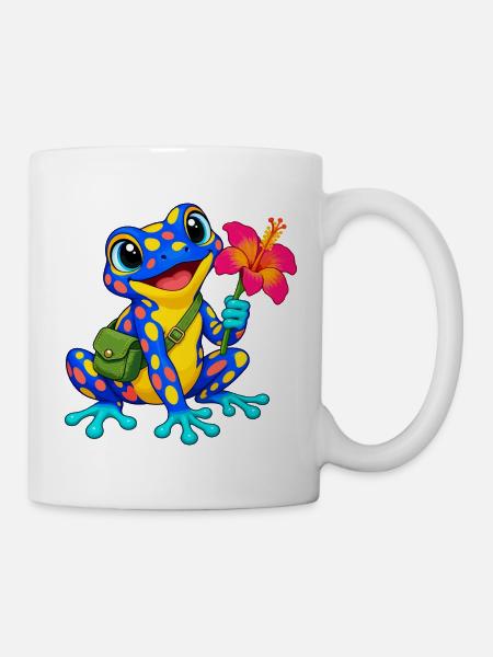 Bunter Frosch Hibiskus - Tasse - Weiß