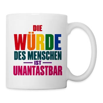 Die Würde des Menschen – Buntes Grundrechte-Motiv - Tasse - Weiß - Rechts