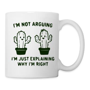 Ich erkläre es: Kaktuswitz - Tasse - Weiß - Rechts
