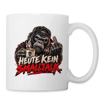 Heute kein Smalltalk – Genervter Gorilla - Tasse - Weiß - Rechts