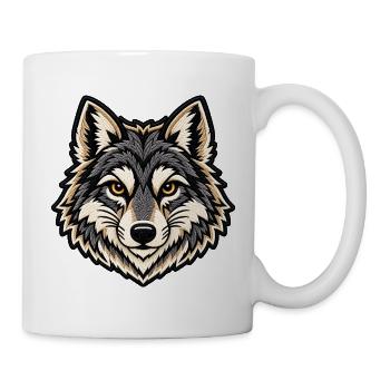 Wolfskopf im Patch-Look  - Tasse - Weiß - Rechts