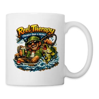 Rollentherapie günstiger als ein Shrink Angler lacht - Tasse - Weiß - Rechts