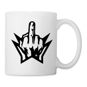 Mittelfinger Hand Zacken Schwarz - Tasse - Weiß - Rechts