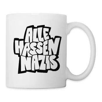 Alle_hassen_Nazis_sw - Tasse - Weiß - Rechts