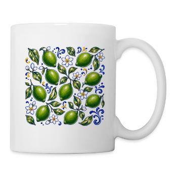 Limetten Muster Mediterran Sommer Frische Früchte - Tasse - Weiß - Rechts