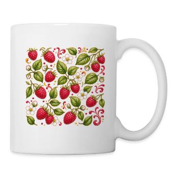 Himbeeren Muster Beeren Garten Früchte Sommer - Tasse - Weiß - Rechts
