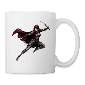 Roter Umhang Kriegerin: Fantasy-Rüstung - Tasse - Weiß - Rechts