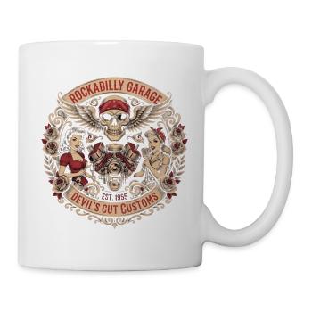 Rockabilly Skull Garage Roses - Tasse - Weiß - Rechts