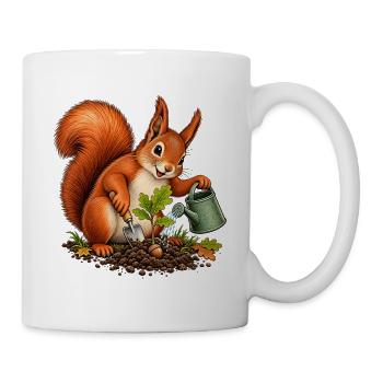 Eichhörnchen pflanzt eine Eichel - Tasse - Weiß - Rechts
