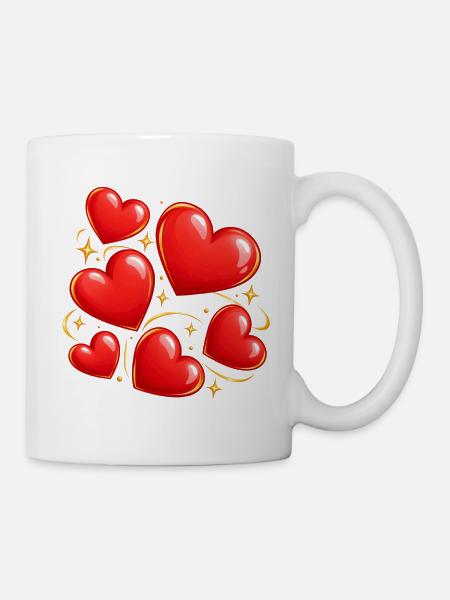 Glitzerherzen Liebe-Print - Tasse - Weiß