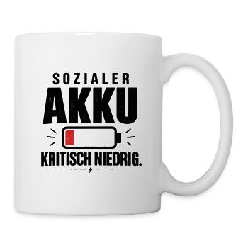 Sozialer Akku – kritisch niedrig Geschenk Lustig - Tasse - Weiß - Rechts
