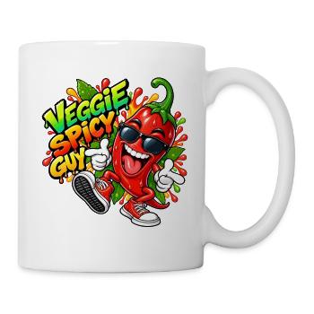Veggie Spicy Guy Cartoon - Tasse - Weiß - Rechts