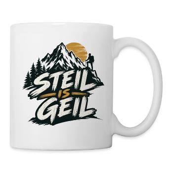 steil is geil - steil ist super - Tasse - Weiß - Rechts