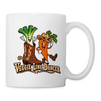 Veggie Line Dancer Cowboy Karotte Lauch - Tasse - Weiß - Rechts