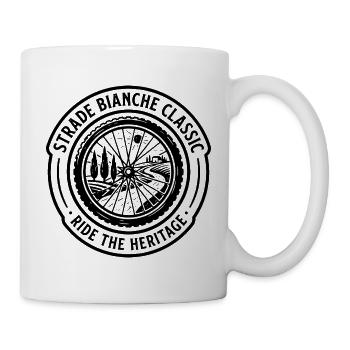 Vintage Fahrradrad Holzschnitt-Emblemdruck - Tasse - Weiß - Rechts