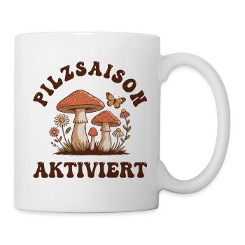 Pilzsaison Aktiv – Pilze Sammeln - Tasse - Weiß - Rechts