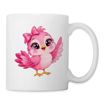 Kleiner rosa Kawaii-Vogel - Tasse - Weiß - Rechts