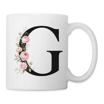 G Buchstabe Monogram Floral - Tasse - Weiß - Rechts