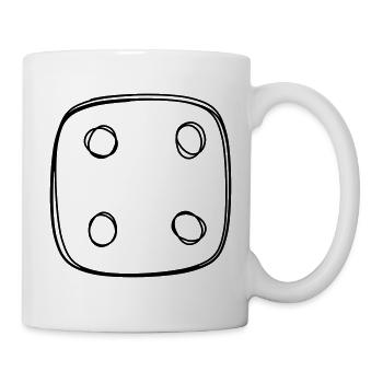 Spielwürfel handgezeichnet - Tasse - Weiß - Rechts