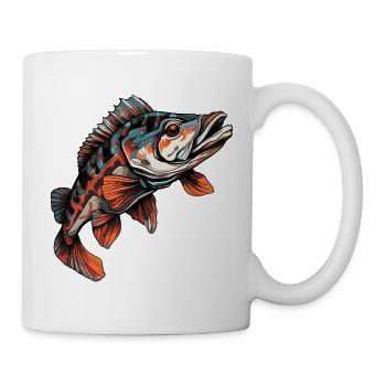 Fisch Barsch Bunt Illustration - Tasse - Weiß - Rechts