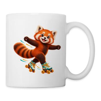 Rollschuhlaufender Red Panda - Tasse - Weiß - Rechts