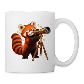 Sterneguckende Rote Panda mit Teleskop - Tasse - Weiß - Rechts