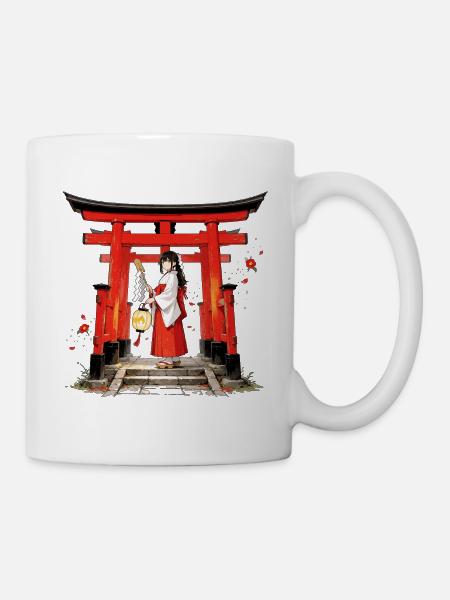 Miko Shrine Maiden – Japanische Priesterin - Tasse - Weiß