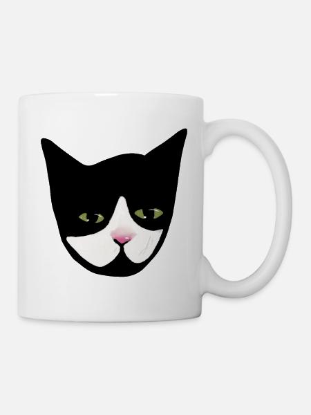 Midnight Cat Nose Gesichtskunst - Tasse - Weiß