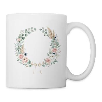 Pastellblumenkranz mit Band - Tasse - Weiß - Rechts