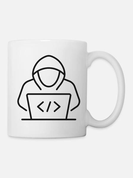 Hacker Laptop Zeilen-Symbol - Tasse - Weiß