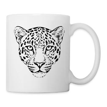 Leopard Kopf Leopardenkopf Geschenk für Sie - Tasse - Weiß - Rechts