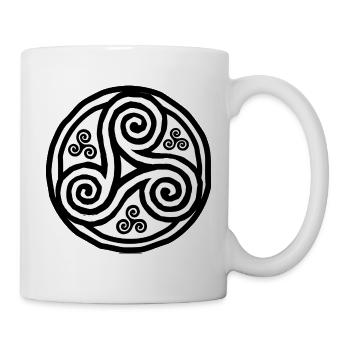 Weißer Triskel im schwarzen Kreis - Tasse - Weiß - Rechts