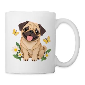 Mops Hund süßer Mops niedlicher Mops - Tasse - Weiß - Rechts